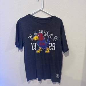 Adidas Kansas Jayhawks Men's Heather Charcoal Vintage Logo Tri-Blend T-Shirt